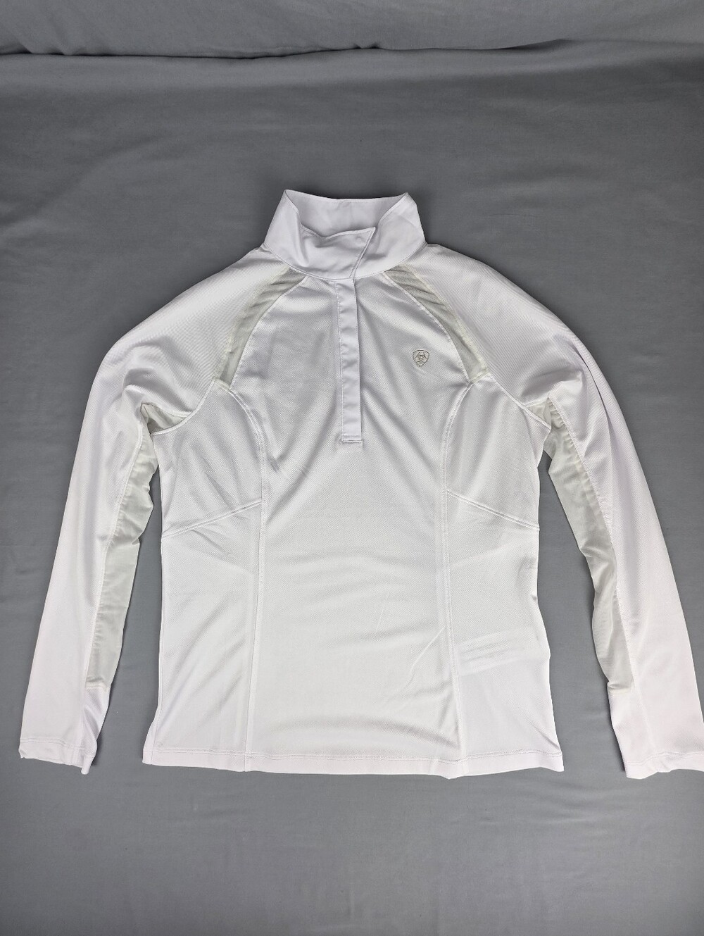 Ariat Sunstopper Pro 2.0 White Long Sleeve Quarter Zip Show Shirt Medium Vented